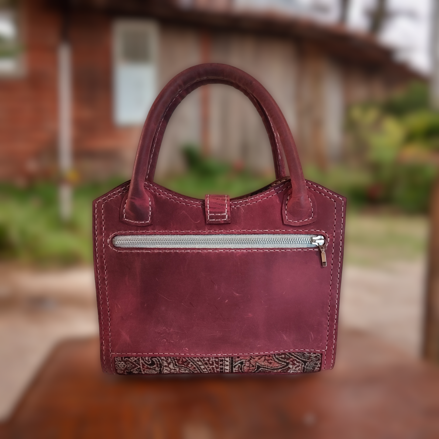 Amelia Rose Designer Collection Handbag with Embroidered Silk Inlay