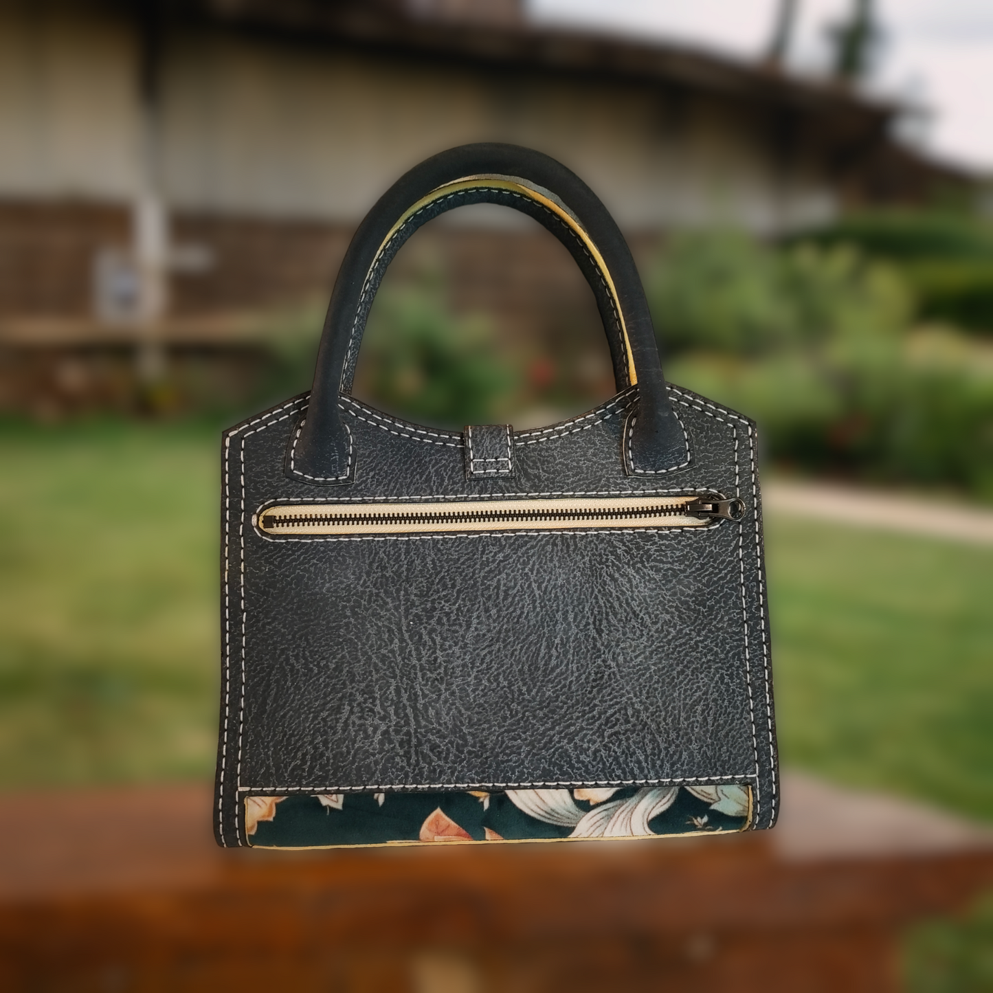 Amelia Rose Designer Collection Handbag with Velvet Floral Inlay