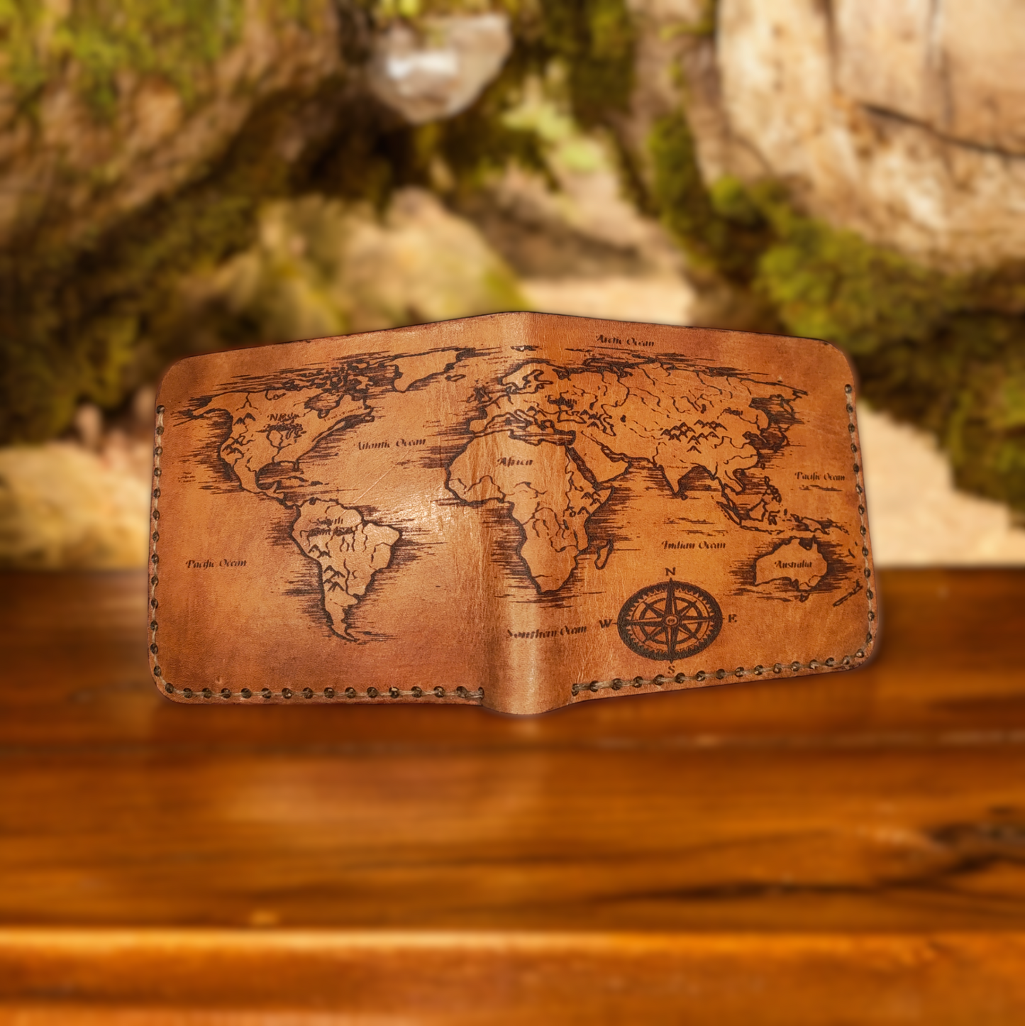 Bi-Fold Wallet with Old World Map