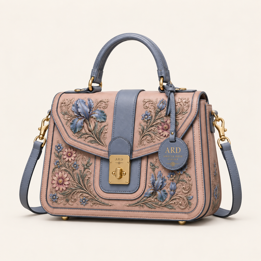 Roselier Valen Satchel on a warm ivory studio background