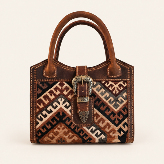 Western Inlay Handbag on a warm ivory studio background
